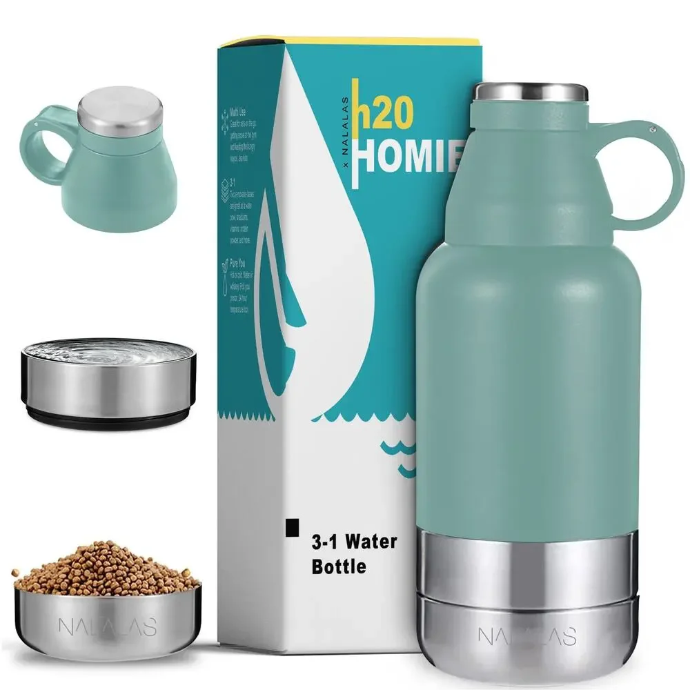 Nalalas Pet 3 in 1 Portable Stainless Steel Water Bottle 32oz